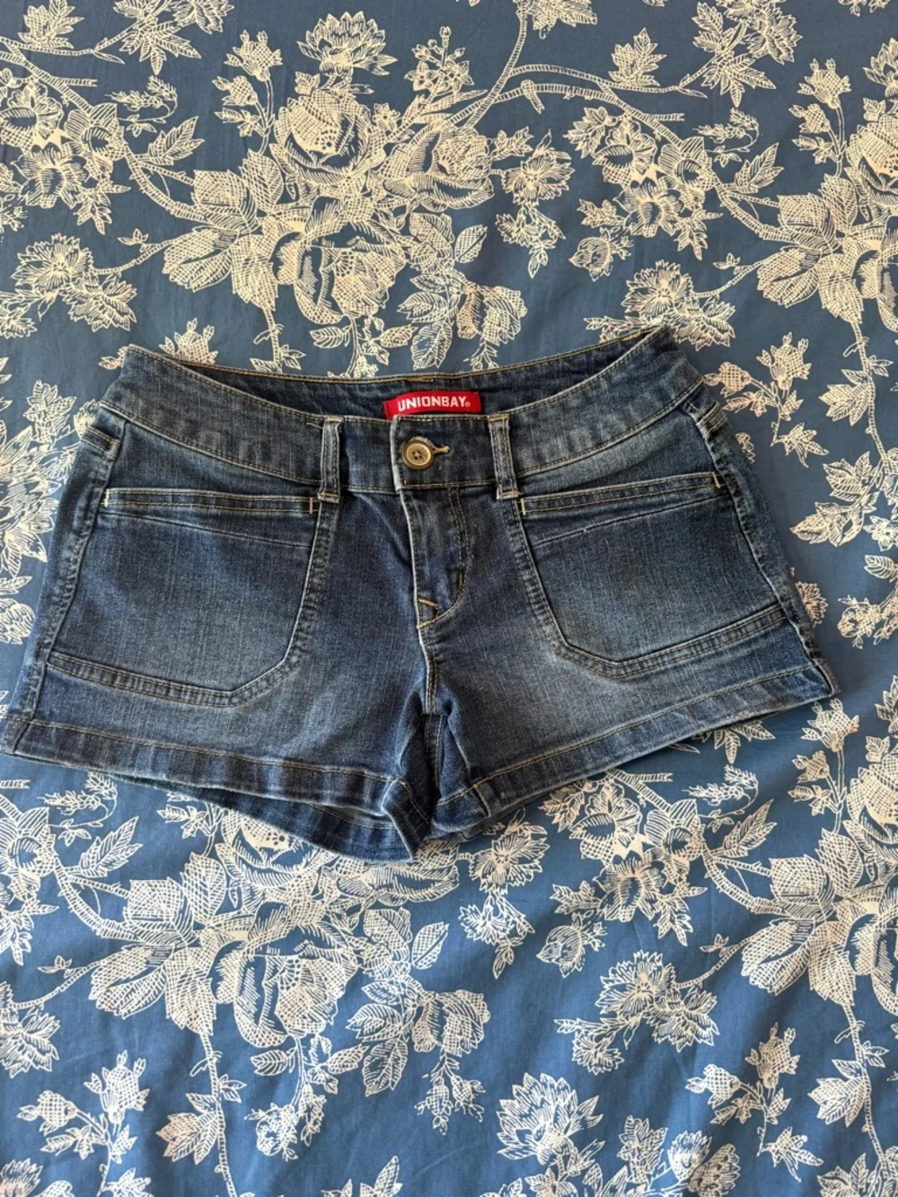 UNIONBAY Dark Blue Denim Low-Rise Short Shorts